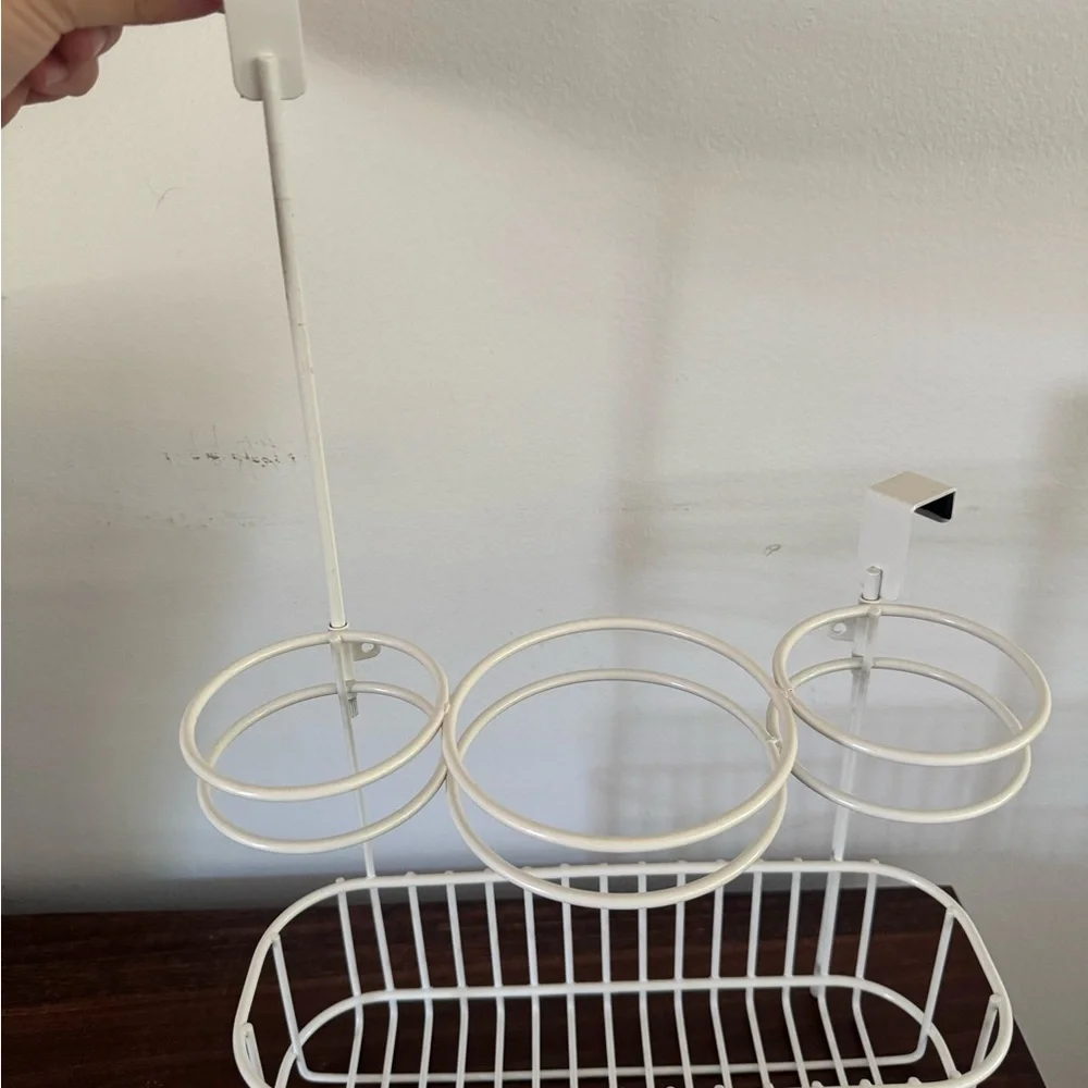 White metal cabinet hanging organizer